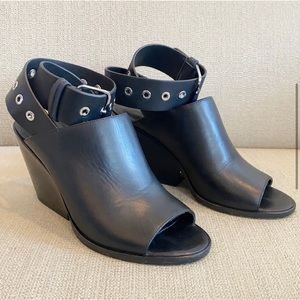 All Saints Pomola Grommet Ankle Strap Wedge Heel Sandal